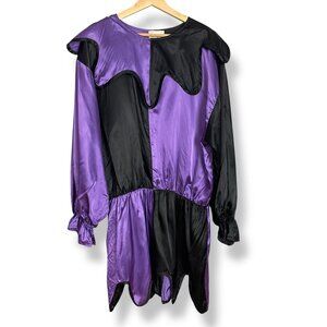 Vintage Jester Clown Costume Halloween Long Sleeves Scalloped Adult Size Medium